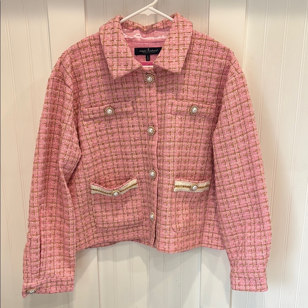 Simply Southern Pink Tweed Women's Jacket